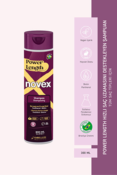 NOVEX Power Length - Hızlı Saç Uzamasını Destekleyen Biotinli Şampuan 300ml