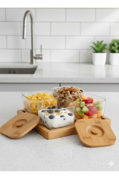 Bambum Krosna - 9 Piece Glass Breakfast Set with Lid