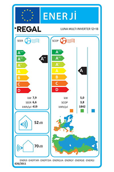 Regal LUNA MULTI INVERTER 12+18 BTU KLİMA