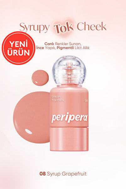 PERIPERA İnce Yapılı, Ciltle Bütünleşen, Pigmentli Likit Allık PERIPERA Syrupy Tok Cheek (08 SyrupGrapefruit)