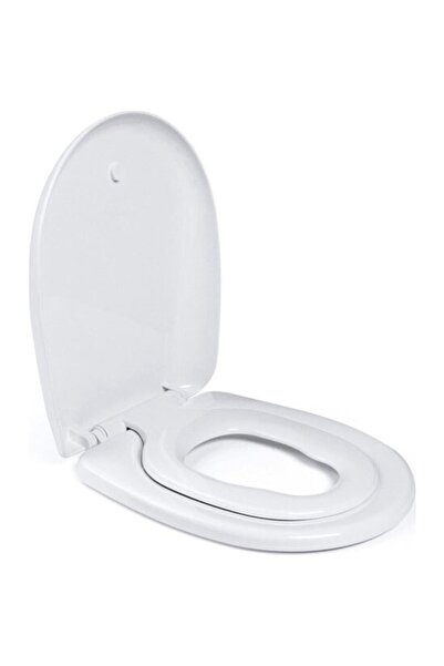 NKP 0340 Unıversal Çocuk Yetişkin Amortisörlü Klozet Kapağı Thermoplast Yavaş Kapanan Klozet Kapağı