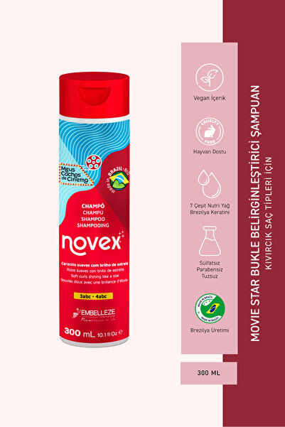NOVEX Movie Star - Ekstra Parlaklık Veren Bukle Belirginleştirici Şampuan 300ml