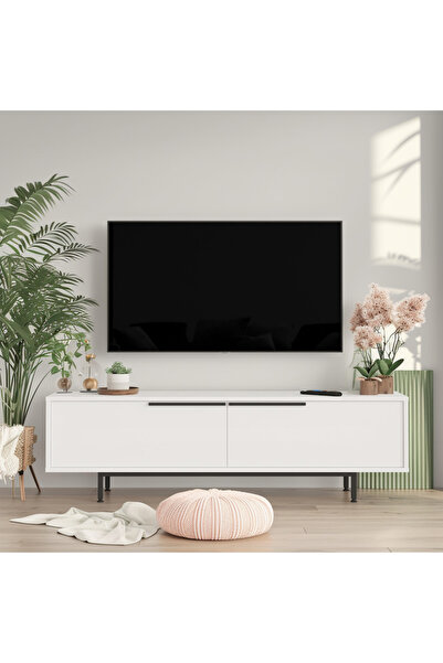L'occi Concept Leena 160 cm Tv Ünitesi Sehpası Metal Ayaklı Beyaz LA1-W