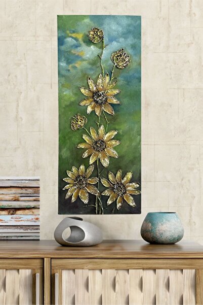 Nurayın Resim Paleti %100 EL YAPIMI  TUVAL ÜZERİ YAĞLI BOYA 30X70 “BAHAR DALI” RÖLYEF TEKNİK TASARIM TABLO