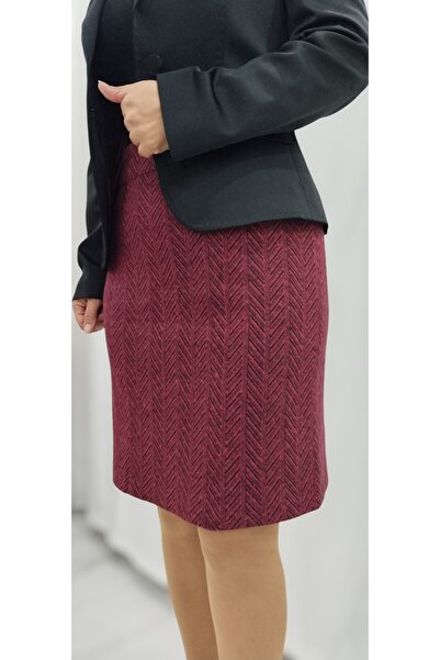 Valarmour Likralı Yünlü Kışlık Jakarlı Zigzag Desenli Düz Dar Etek ( Boy Kilo Tablosuna Dikkat Ediniz )