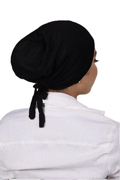 Perfectory قبعة عمامة نسائية برباط خلفي، غطاء رأس إسلامي - أسود