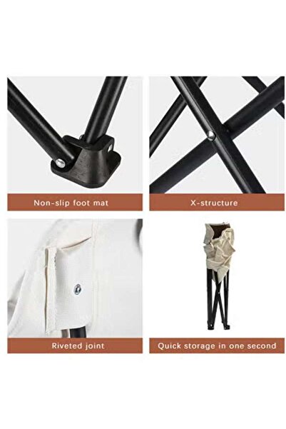 AGD Camping Chair, Foldable, Heat-Resistant Oxford Fabric, Side Storage Pockets, Grey