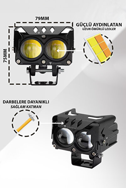 C9 E-Mark Onaylı Binocus Çift Renkli Universal Motosiklet Sis Farı Mini Spot Lens Led Far Uyumlu