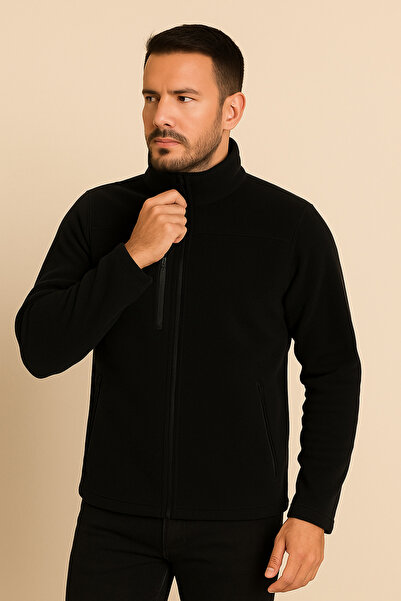 Butik سترة صوفية سوداء للجنسين مضادة للبيلينغ ومضادة للبيلينغ، مقاس قياسي بسح...