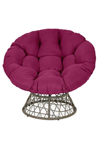 Maison Mex Fotoliu rotativ grădină/terasă, MARVIN, L.97 l.85 H.80 cm, gri/mov