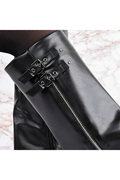 Tmall Cizme de dama,Cu Platforma,Din piele ecologica,cu interior imblanit,CD1029,Negru