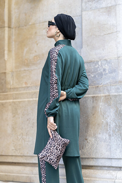 dilber fashion Double Face Cotton Lycra Double-Sided Tracksuit Set with Leopard Detail and Bag Gift