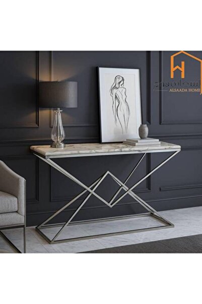 Al Saada Home Reception Console Table - Marble - 80 x 40 x 140 cm