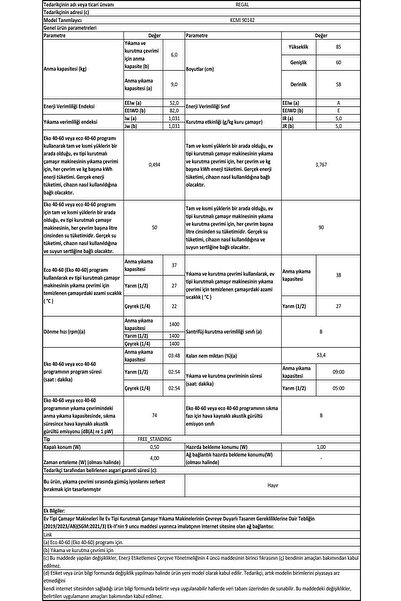 Regal Kcmı 90142 Çamaşır Makinesi