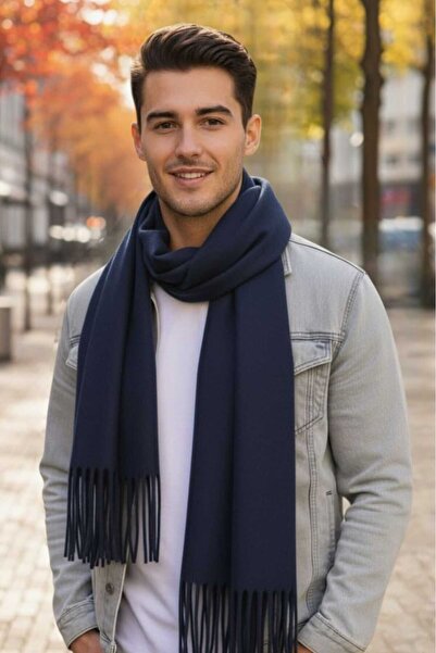 Trenderrs Чоловічий м'який з пухнастими кінцями зимовий букетний шарф-шаль