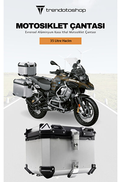 C9 Universal Alüminyum Kasa Ithal Motosiklet Çantası Motor Çantası 35 Lt Gümüş