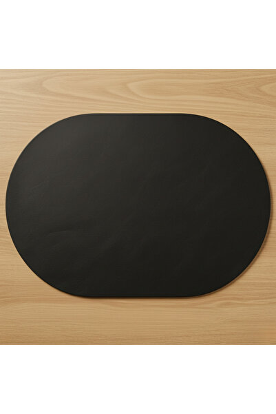 Grand Fine Art 2 Adet Deri Siyah Tam Oval Amerikan Servis Supla 33x44 cm-Kola...