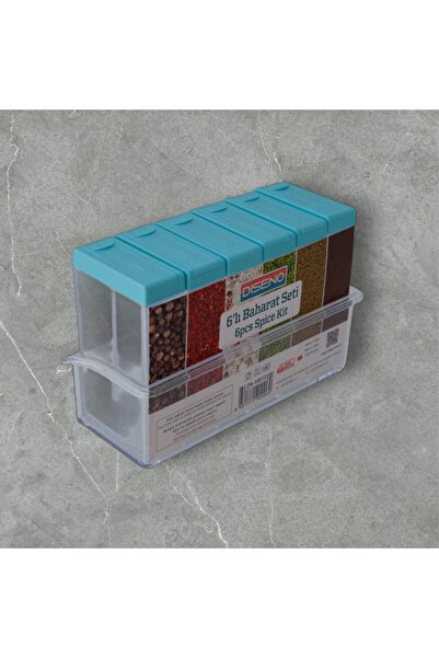 Diseno طقم توابل مكون من 6 قطع بغطاء أزرق