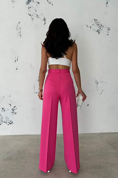 Ortaya Çık Pink Pleated Fabric Palazzo Trousers