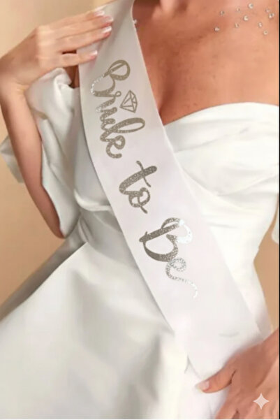 Deniz Party Store Beyaz'a Gümüş Yaldızı Bride To Be Kuşak Bekarlığa Veda Kuşağı