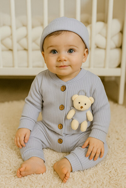 MBK GARDEN Peluş Ayıcıklı 2’li Bebek Tulum Ve Şapka Seti – Bayrama Özel Yumuş...