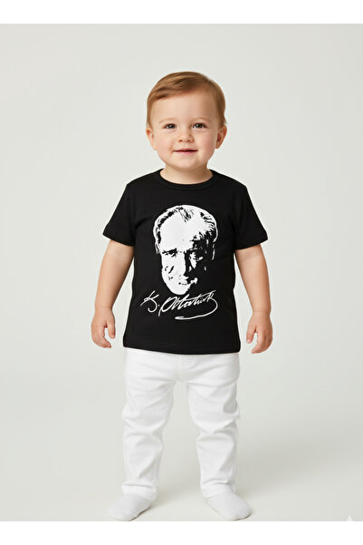 Sibel Günay Butik Atatürk Baskılı Unisex Bebek Tişört | %100 Pamuk | Bisiklet...