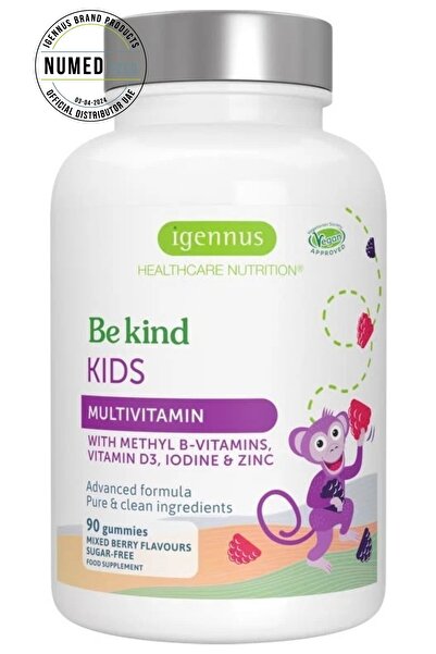 Igennus Healthcare Nutrition Kids Multivitamin with Methylated B-Vitamins, Iodine & Zinc, Mixed Berry Flavor, Sugar-Free
