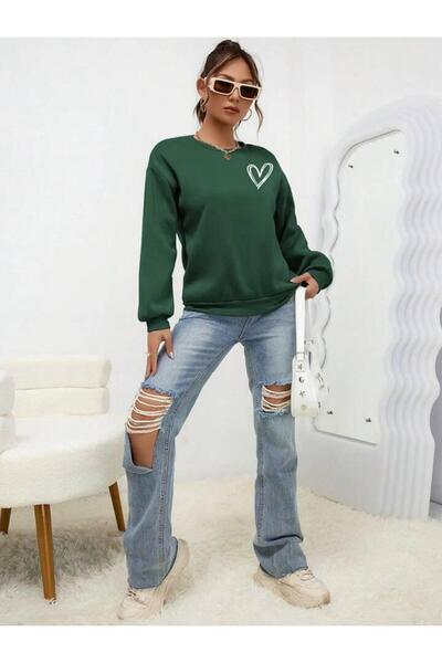 DM DOLCE MORE 3-нишка джърси суитшърт с принт на сърце