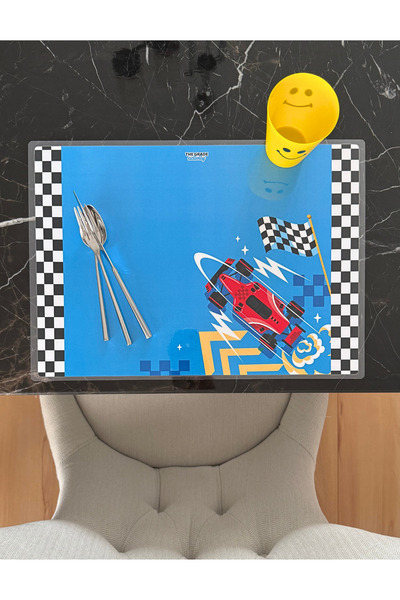 The Grade American Service Set of 2 Racing Car Themed Children's American Service Tableware and Home Decoration Dinner Mat