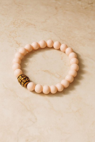 Beyisa 8mm Glass Stone Beads Women Men Bracelet Elastic String