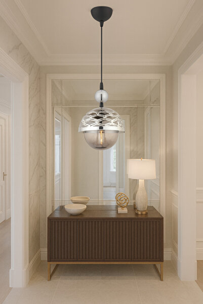 ESSLİGHT Lema Tekli Sarkıt Avize Füme Glob Camlı Koridor Hol