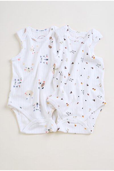 Bondberro 2'li Takım Kaşkorse %100 Pamuk Zarf yaka Sıfır kol Yenidoğan ve Beb...