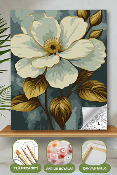 hediye hobim Sayılarla Boyama Ahşap Çerçeveli Kasnaklı Tuval Seti Fırça Boya ...