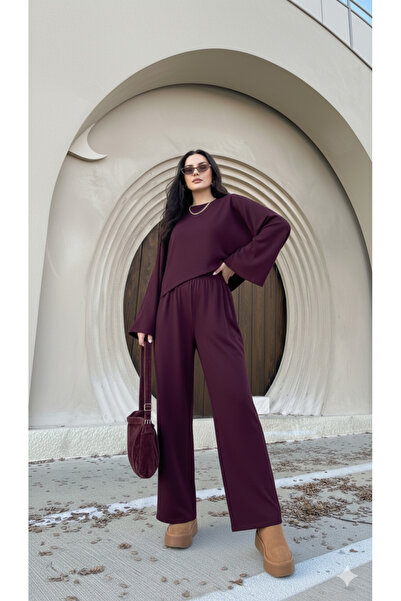 Lovely butik Women's Poncho Style Sleeve Detail Pants Suit with Pants, Double Trend Set