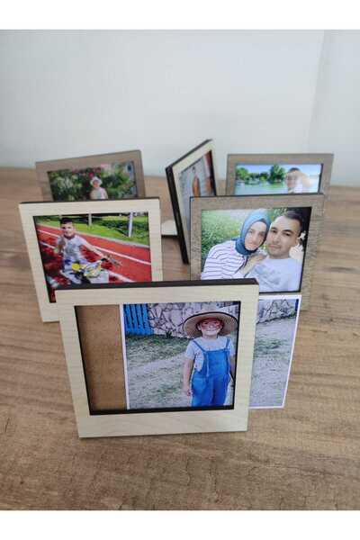 Miracix 2 Adet Ahşap Renkli (FOTOĞRAF DAHİL) Polaroid Mini Fotoğraf Çerçevesi - 9x9cm