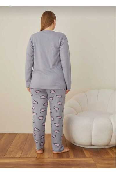 Eyfuze Γυναικεία Σετ Πιτζάμες με μακρυμάνικο γιακά με κουμπιά με κέντημα με καμπύλες