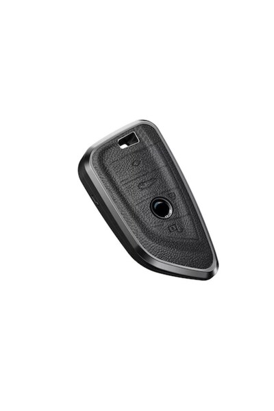 OEM Carcasă din aluminiu cu piele neagră pentru chei BMW F20 G20 G30 X1 X3 X4...