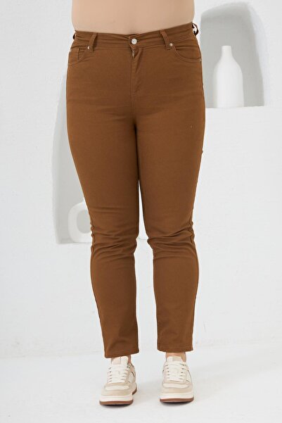 RMG Büyük Beden Camel Pamuk Pantolon