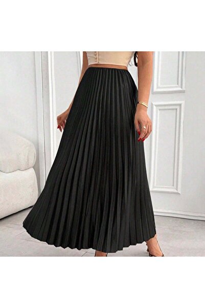 Miyalon Hijab Leather Look Women's Pleated Skirt