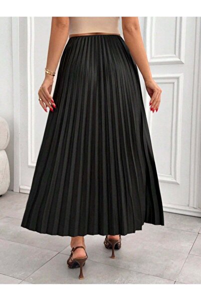 Miyalon Hijab Leather Look Women's Pleated Skirt