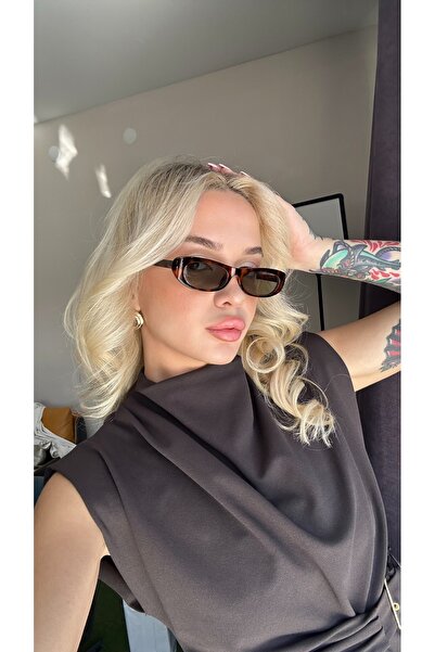 Angel Eyes نظارة شمسية نسائية رفيعة من لوران - تصميم جلد الفهد، موديل علوي