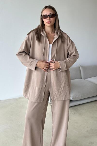 Olcay Premium Fabric Sweat Pants Set Kamel 9370-Tk