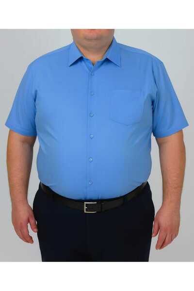 hodbehod قميص أبي داكرون سادة كبير الحجم بأكمام قصيرة مع جيوب - 2XL، 3XL، 4XL...