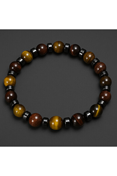 nss sky rock حجر طبيعي 8 ملم عين النمر – عين الصقر – سوار من الهيماتيت 18-19 سم