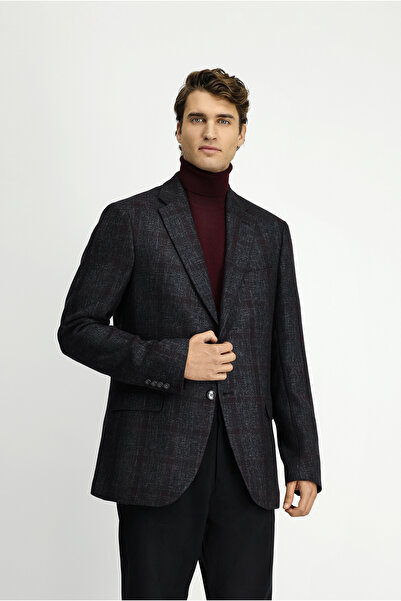 Kiğılı Relaxed Fit Comfortable Cut Plaid Woolen Jacket
