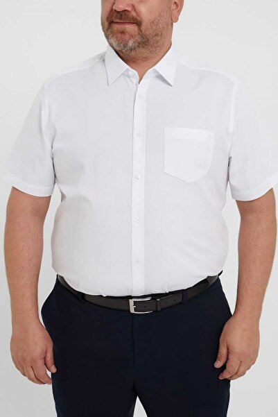 hodbehod قميص أبي داكرون سادة كبير الحجم بأكمام قصيرة مع جيوب - 2XL، 3XL، 4XL...