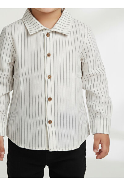 LUESS Erkek Çocuk Uzun Kollu Çizgili Gömlek (2-3 Yaş 8-9 Yaş)