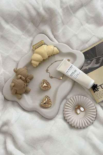 Mandalin Art Studio Dikdörtgen Görünümlü Dekoratif Tabak, Tepsi | Beyaz