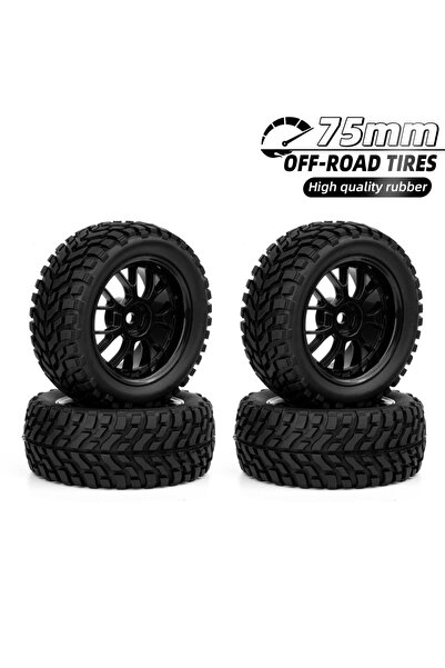 Choice 4 قطع من إطارات سيارات الطرق الوعرة مقاس 75 مم بمقياس 1/10 مع محاور سد...