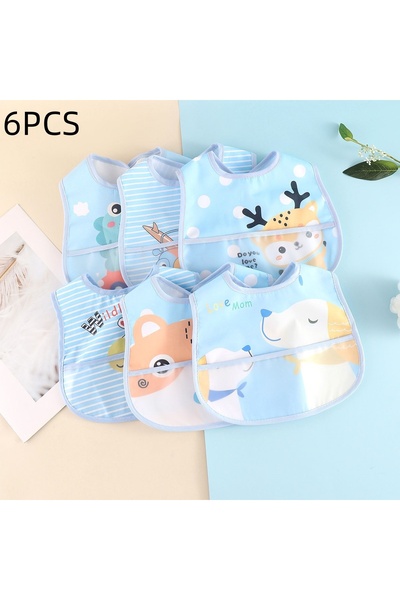 Choice مجموعة من 6 قطع عشوائية باللون الأزرق، جيب أرز للأطفال، منشفة لعاب مقا...